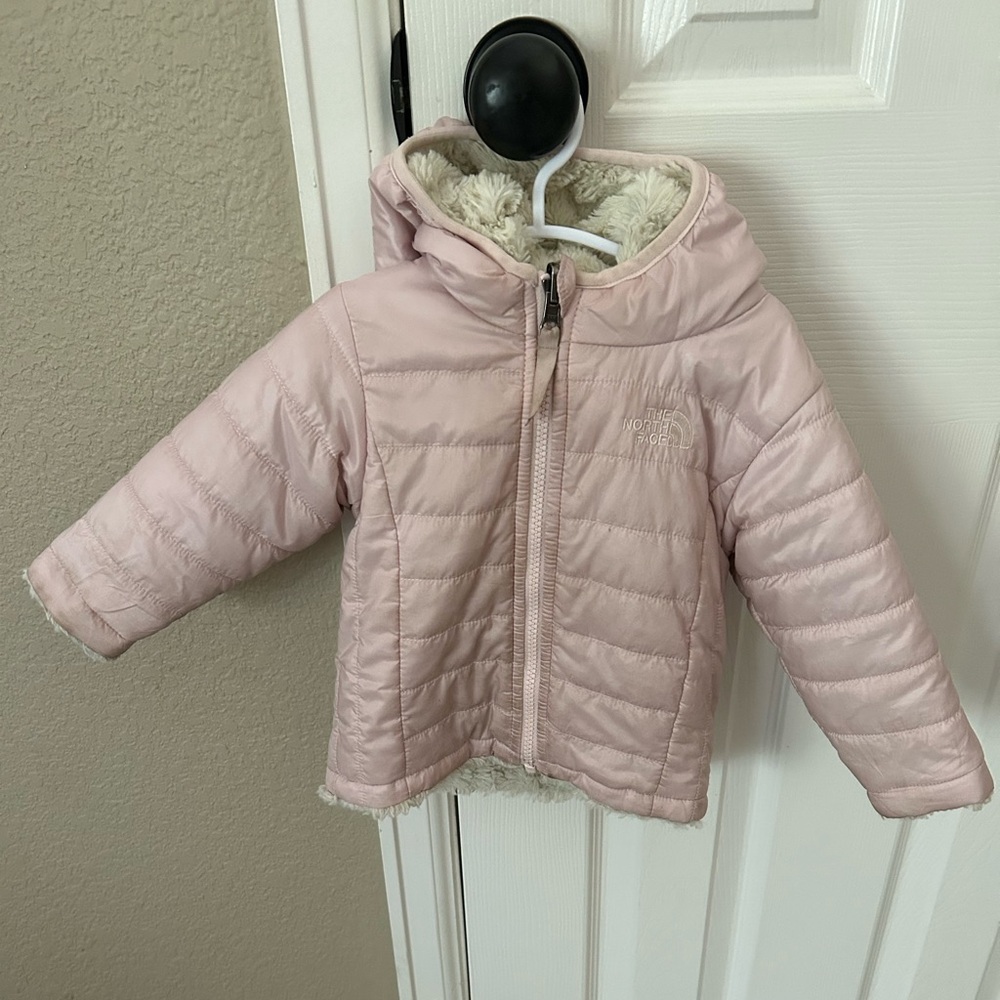 The North Face Pink Puffer Jacket with Quilted Design